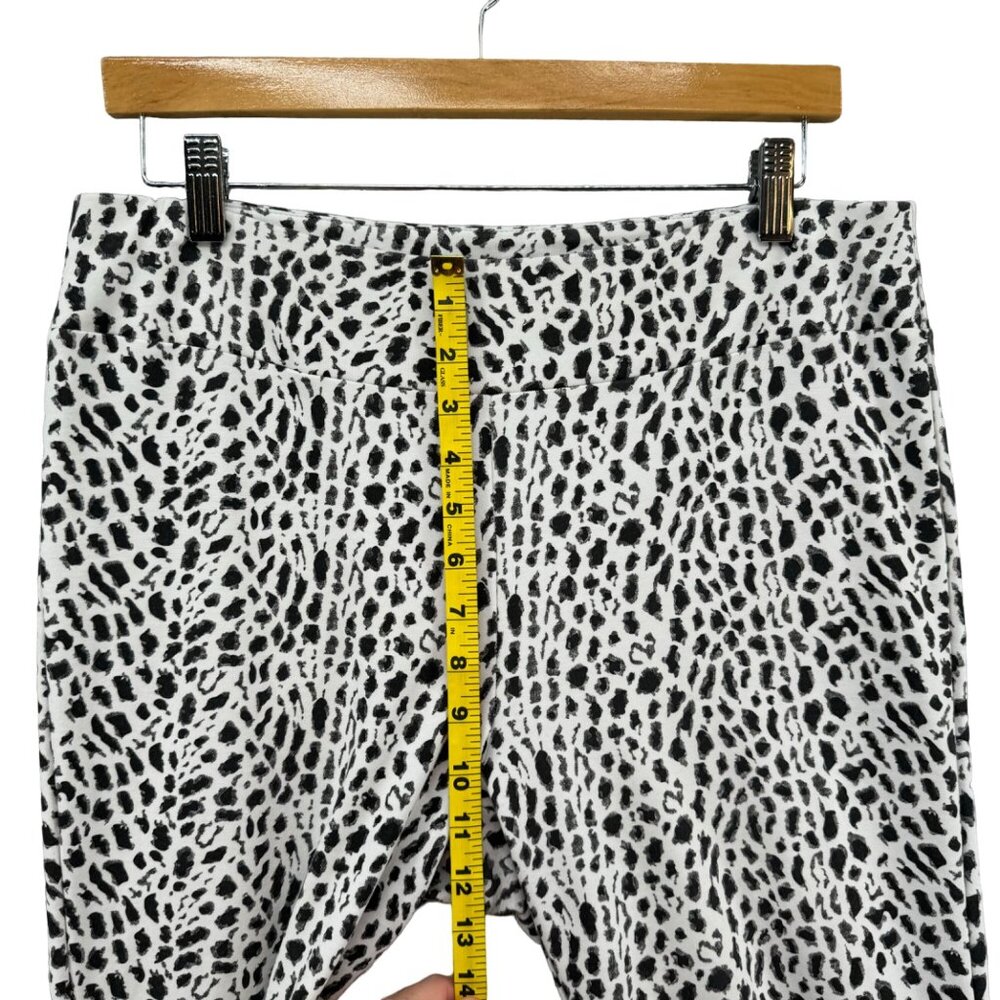Lena Gabrielle Animal Print Pants Womens Black White Pull On Stretch Size 12 - Picture 9 of 10